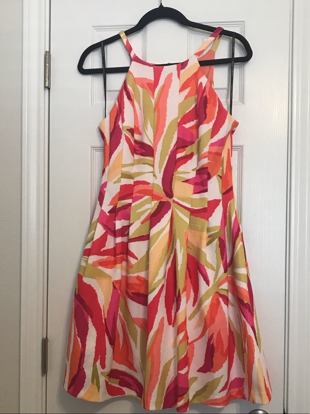 Vince Camuto Multicolor Halter Midi Dress in Fushia, Coral, Lime green, Yellow